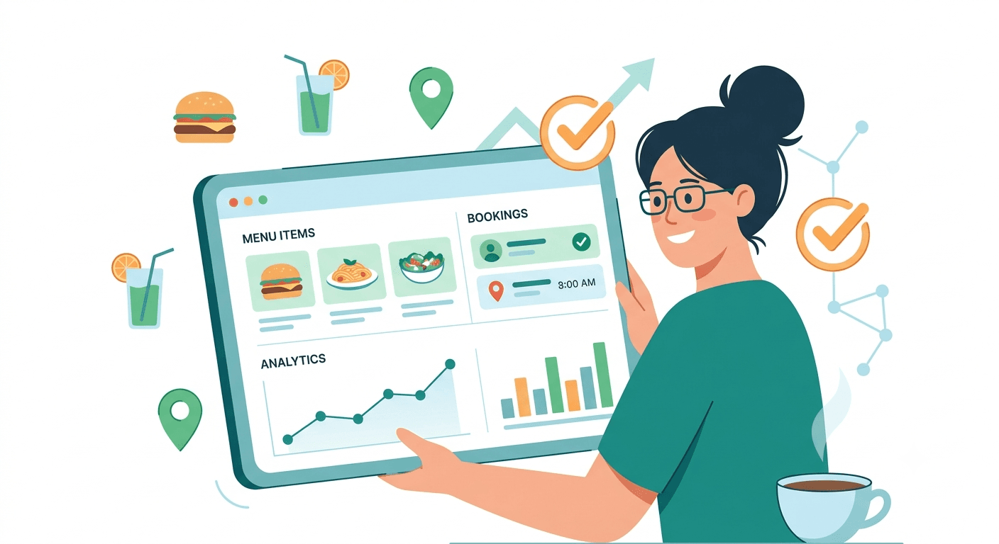 A restaurant partner managing menu, bookings, and analytics from the DinePals dashboard